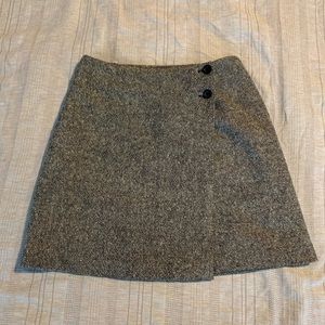 Vintage Hugo Buscati Wool Mini Wrap Skirt Black White Marble Size 4